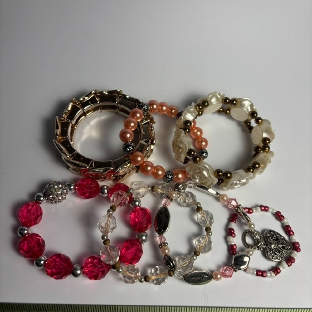 Kidcore Bracelet Lot Plastic Bows Roses Huge Cute Pieces Bright Colors Dress Up